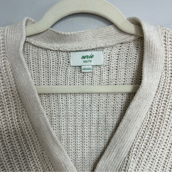 Aerie Wide Rib Oversized Cream Button-Up chunky Knit Women's Cardigan Size XXS - Picture 4 of 7